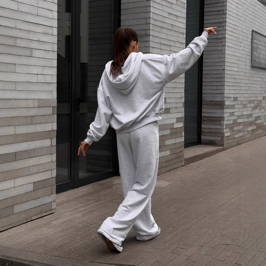 Damen lässiges Hoodie- und Jogginghose-Set aus weichem Material mit weit geschnittenem Design R&B