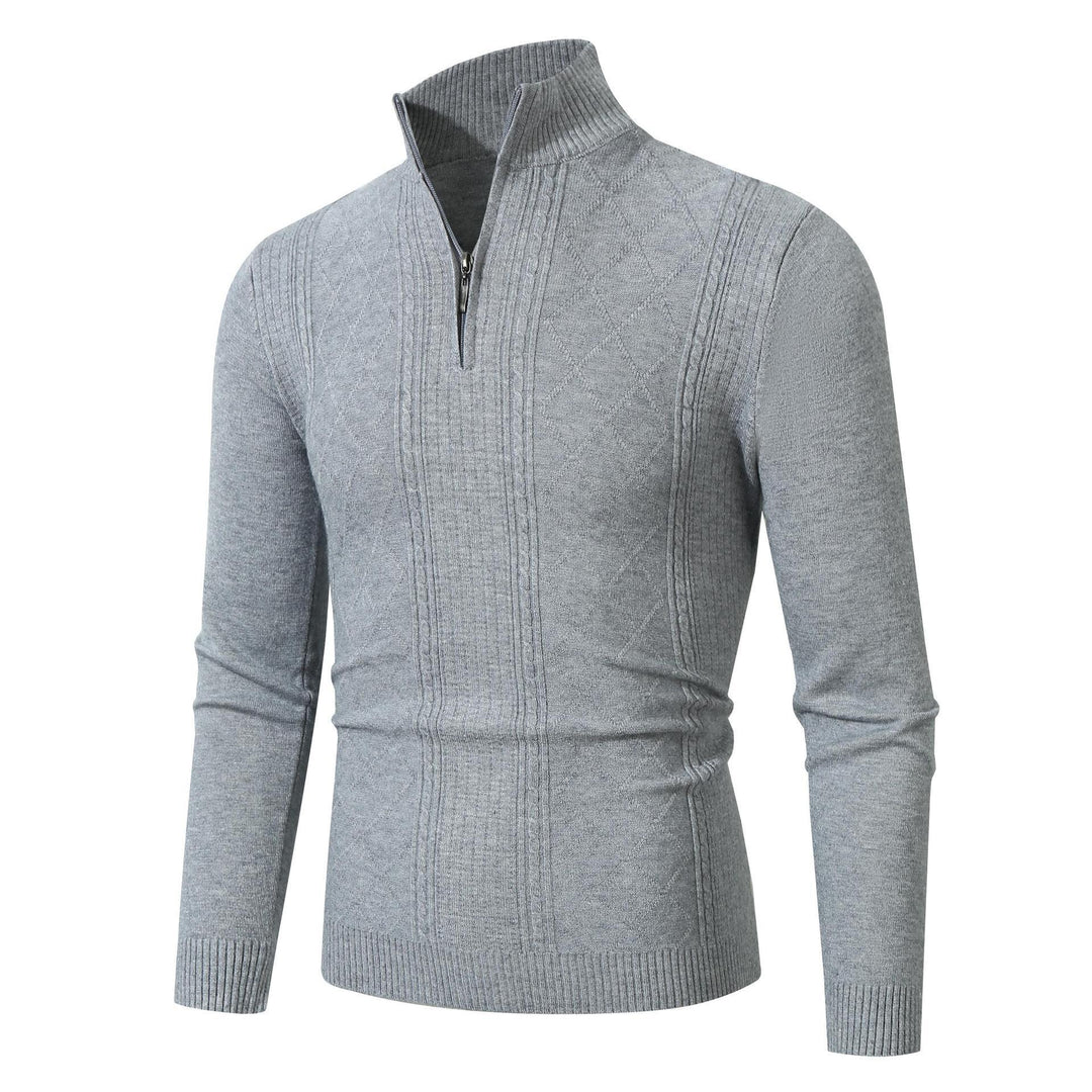 Herren Strickpullover mit hochabschließendem Reißverschluss und modernem Zopfmuster R&B