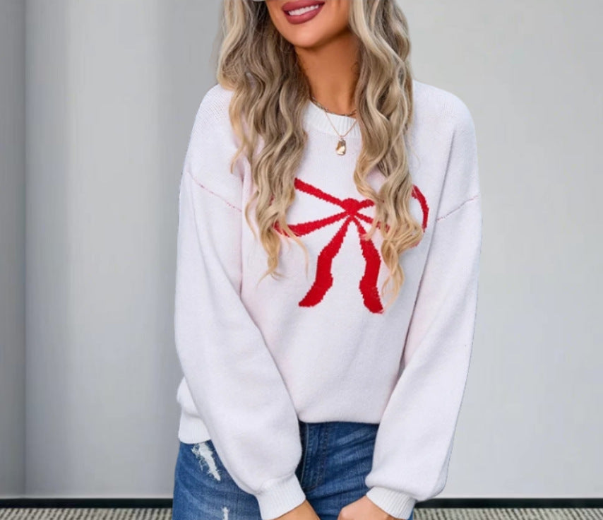 Damen Strickpullover mit charmantem Schleifenmotiv und modischen Details R&B