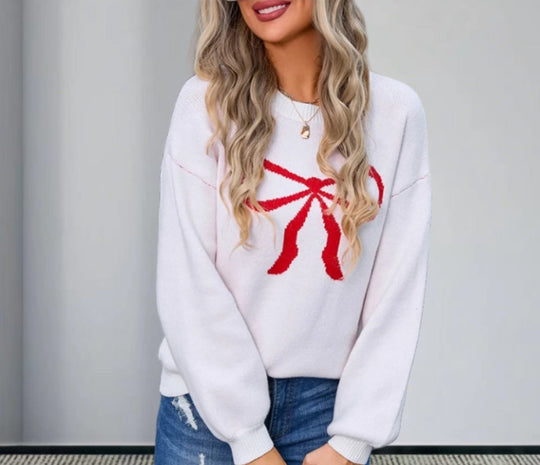 Damen Strickpullover mit charmantem Schleifenmotiv und modischen Details R&B