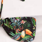 Damen Bandeau-Bikini mit tropischem Blütenmuster