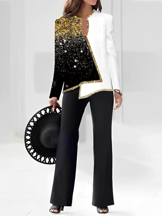 Damen Elegante Statement-Jacke mit asymmetrischem Schnitt und funkelnden Details R&B