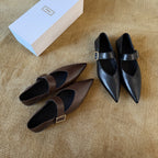 Damen Elegante Slingback-Ballerinas aus hochwertigem Leder mit modischem Riemchen R&B