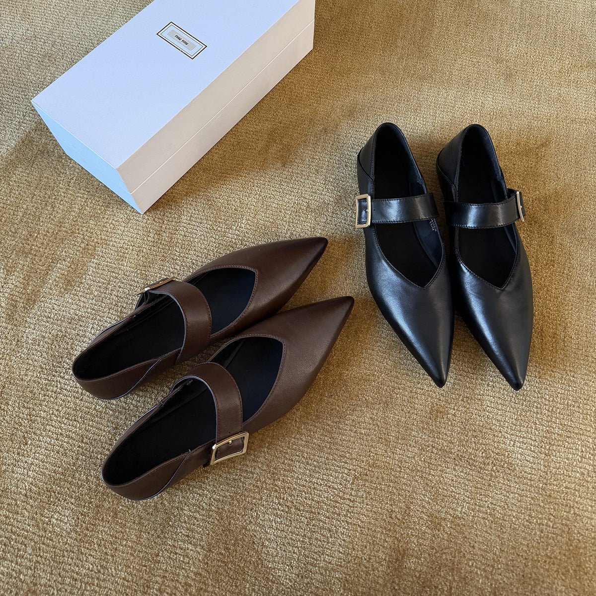 Damen Elegante Slingback-Ballerinas aus hochwertigem Leder mit modischem Riemchen R&B