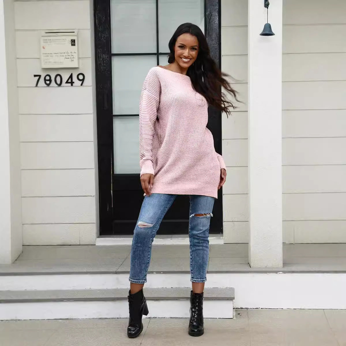 Damen Oversized Strickpullover mit Struktur und weitem Schnitt R&B