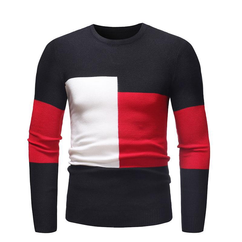 Herren Designer Pullover mit modernem Blockmuster R&B