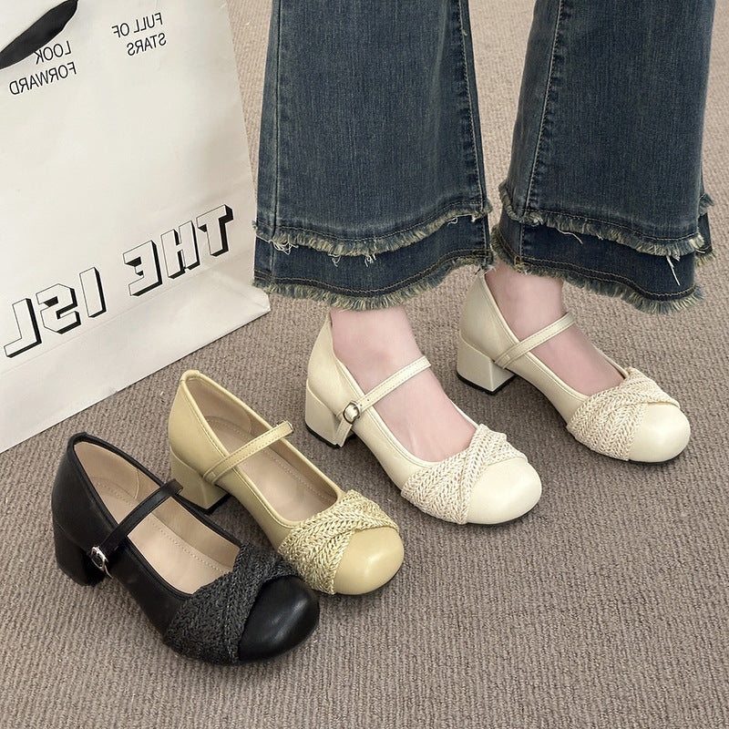 Damen Ballerinas mit elegantem Riemen und raffiniertem Strickdetail R&B