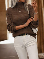 Damen Rollkragenpullover mit strukturiertem Muster und lässiger Passform R&B