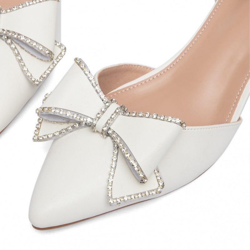 Damen elegante Slingback-Pumps mit strassverzierten Schleifen R&B