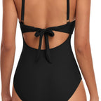 Damen Einteiliger Badeanzug mit modernem Cut-Out und elegantem Wickeldesign R&B