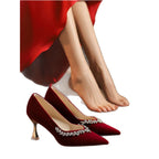 Damen elegante spitze Pumps mit Kristallverzierung R&B