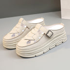 Damen Platform Mules mit modischem Schnallen-Design und atmungsaktivem Obermaterial R&B