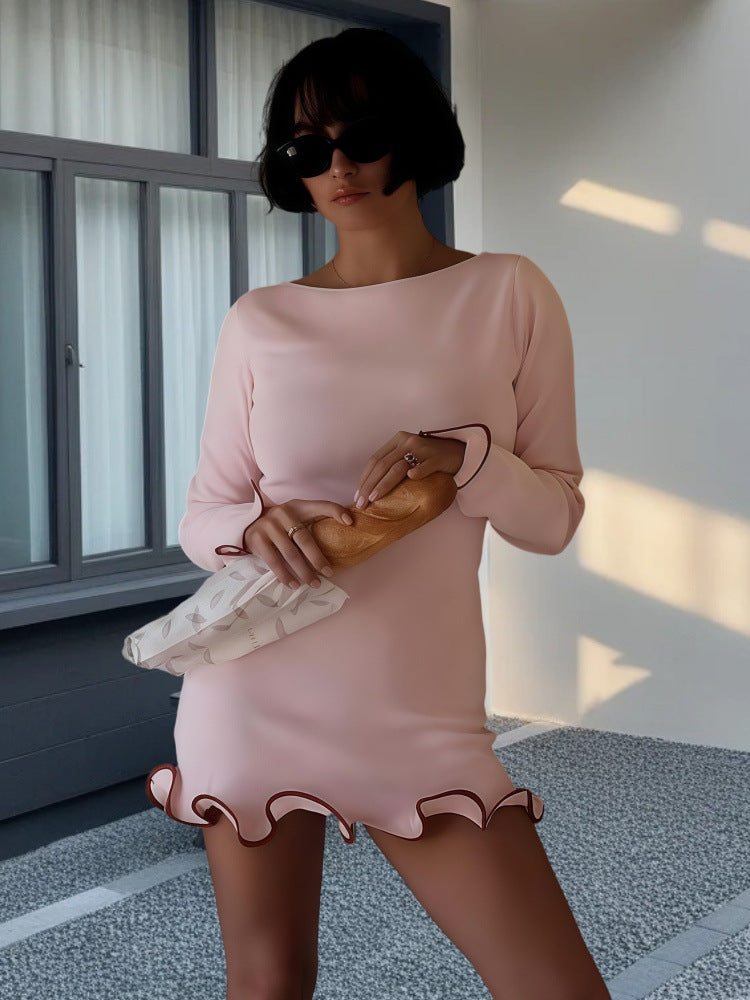 Damen Minikleid mit verspieltem Saum R&B