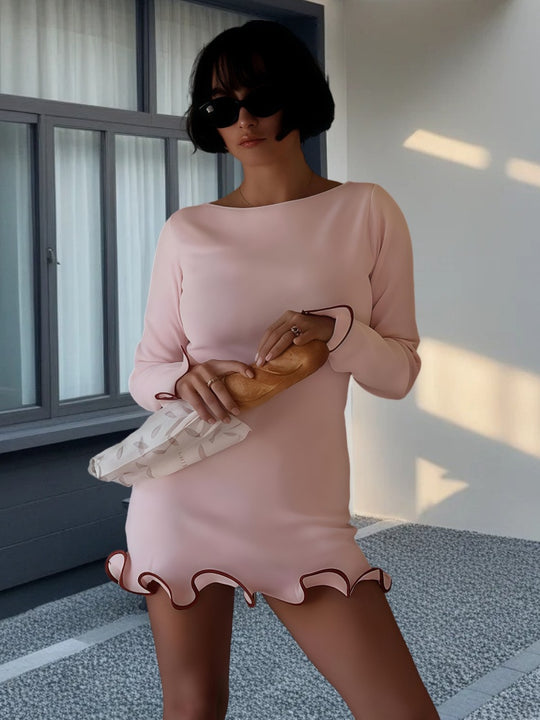 Damen Minikleid mit verspieltem Saum R&B