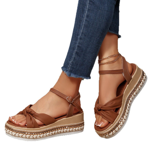 Damen Komfortable Plateau-Sandalen mit Knoten-Detail R&B