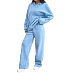 Damen Sweat-Set mit lässigem Schnitt und hohem Kragen R&B