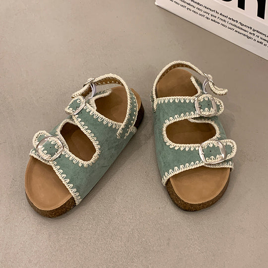 Damen bequeme Sandalen mit verstellbarem Schnallenverschluss und ergonomischem Fußbett R&B