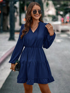 Damen kurzes Kleid mit lässigem Schnitt und Volantdetails R&B
