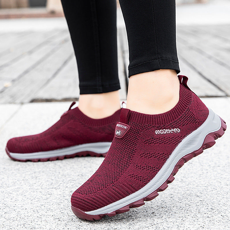 Damen Relaxed Slip-On Sneakers mit atmungsaktivem Strickoberteil und rutschfester Sohle R&B