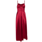Damen Elegantes Abendkleid mit schimmerndem Satinfinish und tiefem Schlitz R&B