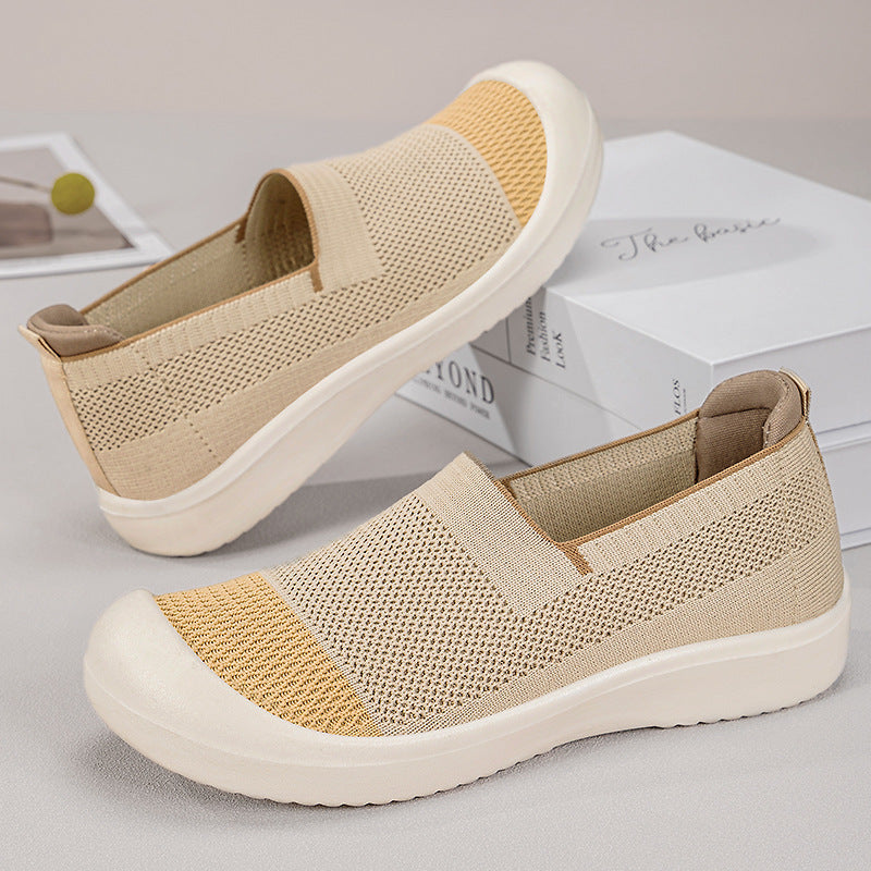 Damen Modische Slip-On Sneakers mit rutschfester und atmungsaktiver Strickoberfläche R&B