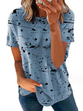 Damen Kreatives Kurzarm-T-Shirt mit modernem Spritzdesign R&B