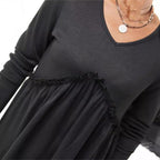 Damen V-Ausschnitt Langarmshirt mit Rüschendetail R&B