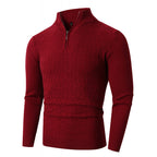 Herren Strickpullover mit modernem Zopfmuster und Halbreißverschluss R&B