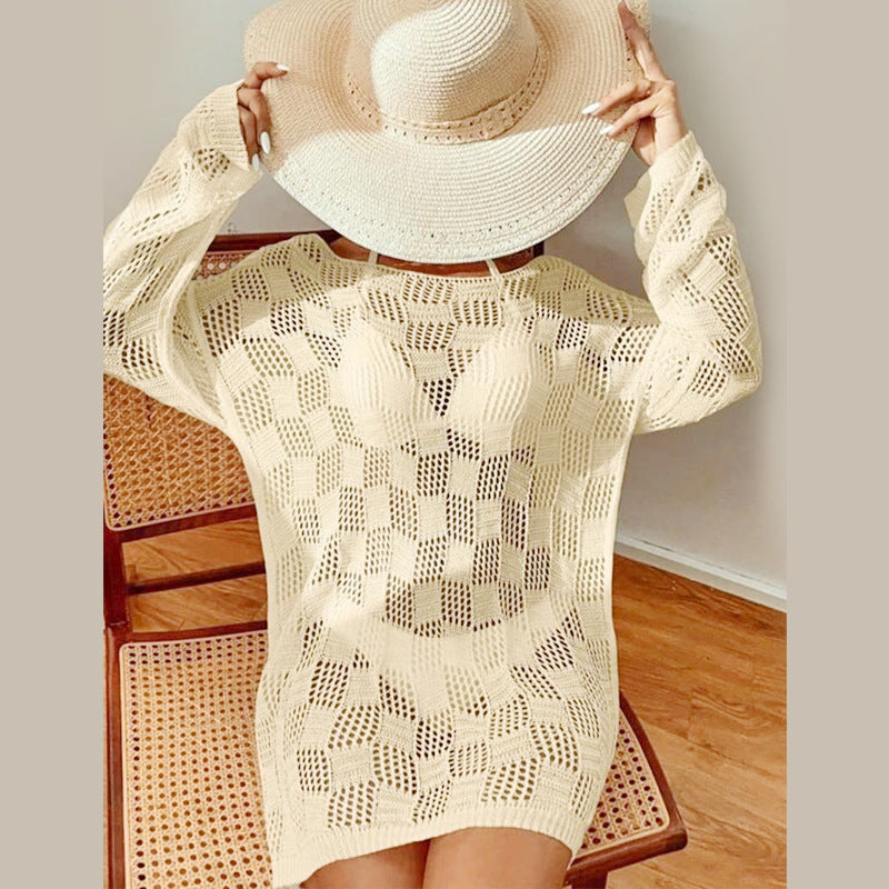 Damen luftiger Häkel-Strandpullover R&B