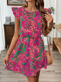 Damen luftiges Sommerkleid mit verspieltem Paisleymuster und Rüschendetails R&B