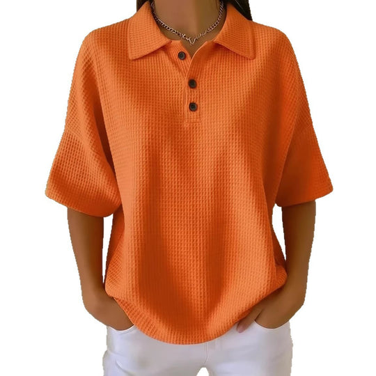 Damen sportliches Poloshirt aus Waffelpiqué R&B