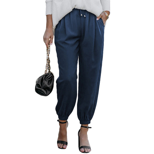 Damen Lässige Freizeithose mit Elastischem Bund und Praktischen Taschen R&B