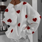 Damen lässiger Pullover mit Herzmotiv R&B