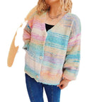 Damen grob gestrickter Cardigan mit modischem Knopfdesign und weichem Material R&B