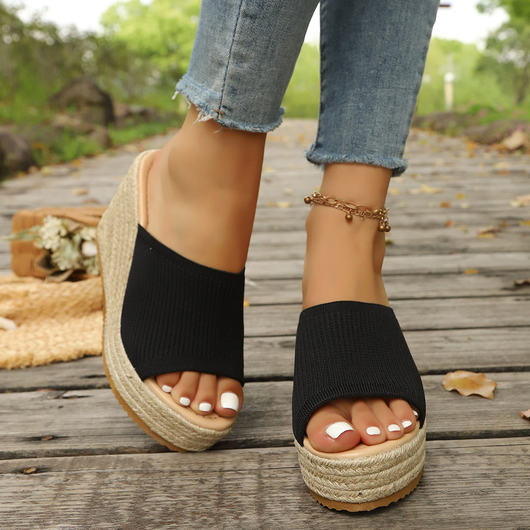 Damen modische Wedge-Pantoletten mit elastischem Obermaterial R&B