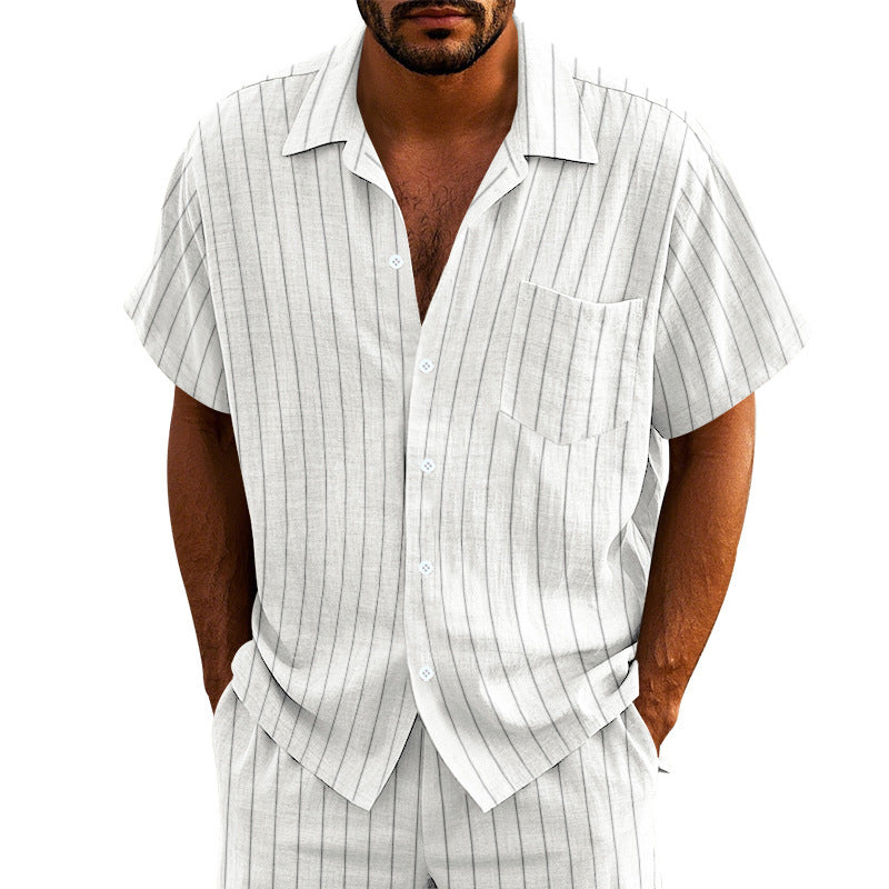 Herren Kurzarmhemd mit feinen Streifen und Brusttasche R&B