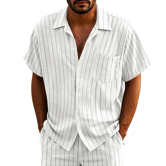 Herren Kurzarmhemd mit feinen Streifen und Brusttasche R&B