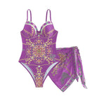 Damen Einteiliger Badeanzug mit eleganter Musterdetails R&B