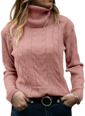 Damen Strickpullover mit Stehkragen und Zopfmuster R&B