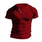 Herren elegantes Kurzarmshirt mit strukturiertem Rippdesign und Knopfleiste R&B