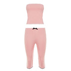 Damen Schlafanzug-Set mit Bustier und Capri-Hosen R&B