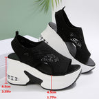 Damen Wedge-Sandalen mit atmungsaktiver Textil-Oberfläche und stoßdämpfender Sohle