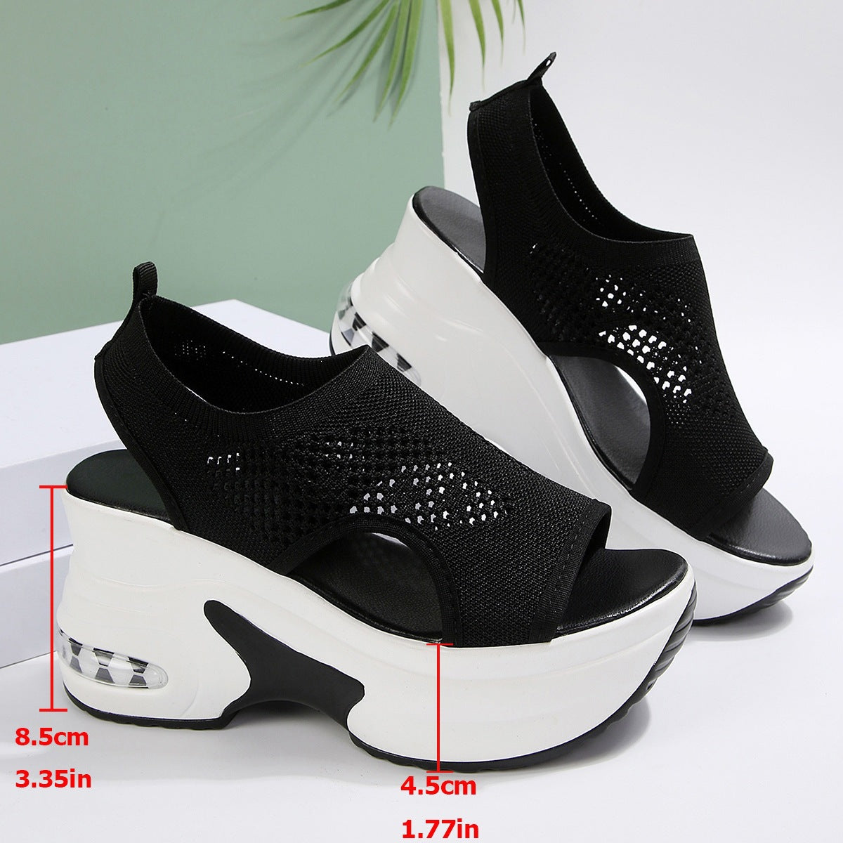 Damen Wedge-Sandalen mit atmungsaktiver Textil-Oberfläche und stoßdämpfender Sohle