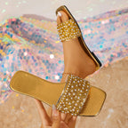 Damen Glitzernde Slides mit Perlenbesatz und luxuriösem Design R&B