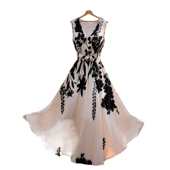 Damen Maxikleid mit floralem Design und taillierbarem Gürtel R&B