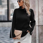 Damen Strickpullover mit elegantem Rollkragen und modischen Ärmelöffnungen R&B