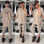 Damen Bequeme Oversized-Hoodie und Jogginghose Kombination R&B