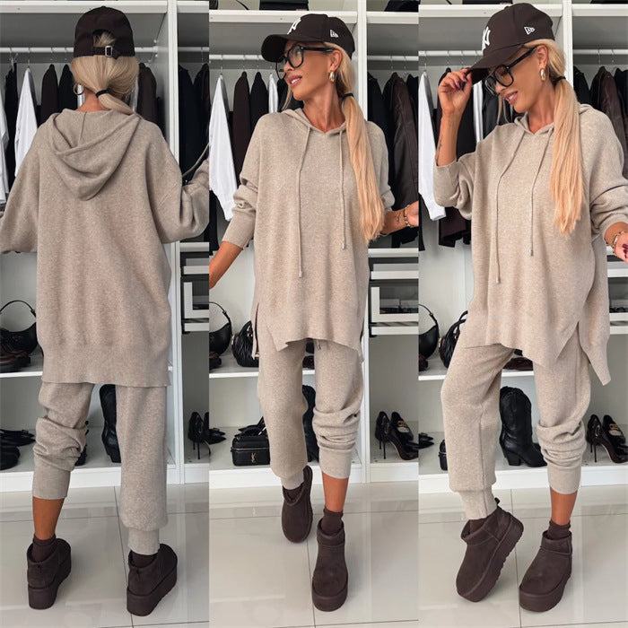 Damen Bequeme Oversized-Hoodie und Jogginghose Kombination R&B