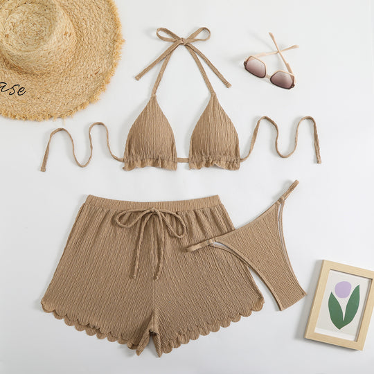 Damen Triangel-Bikini mit Shorts und herausnehmbarem Innenfutter R&B