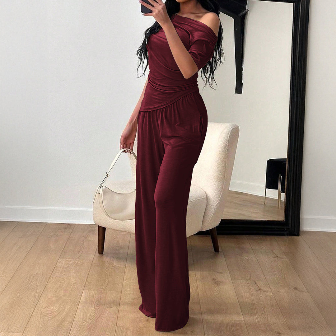 Damen Eleganter Overall mit Wickeldesign und weitem Bein R&B